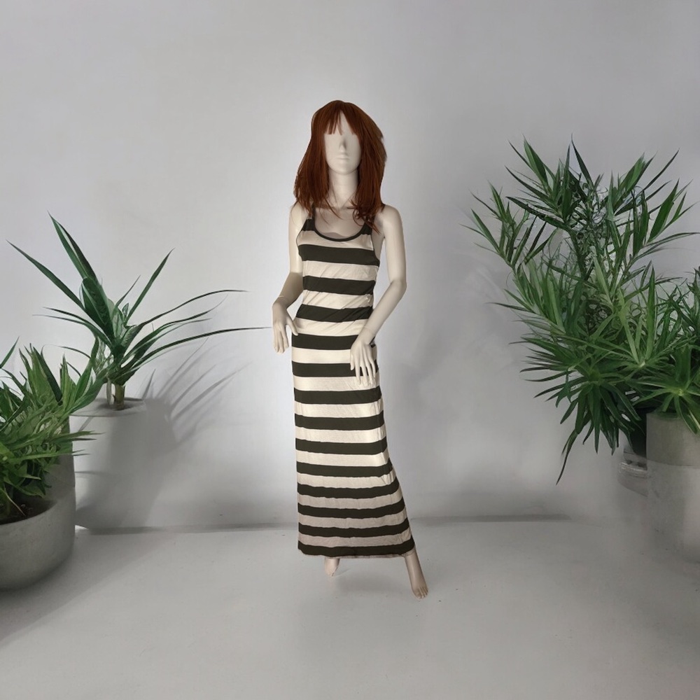 ✨3/$10 or 5/15 NWT Forever 21 Olive & White Striped Maxi Dress size S